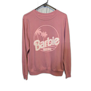 Malibu Barbie Oversized Bubblegum Pink Crewneck Sweater Sz M Hyperfeminine